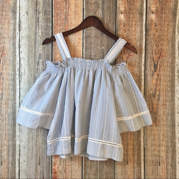 Sadie & Love Tops - Sadie & Love | Light Blue Cold Shoulder Blouse